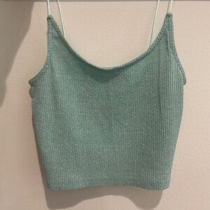 Topshop Glittery Teal Cropped Tank